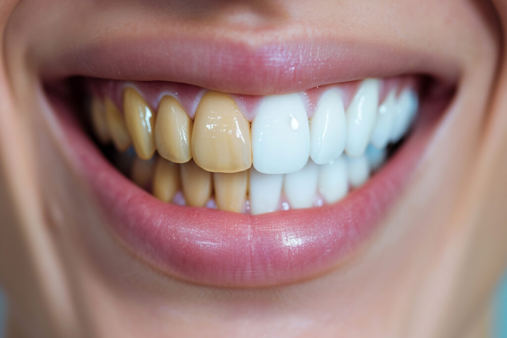 بلیچینگ 7 vecteezy close up of a smiling mouth showing teeth before and after 46396591